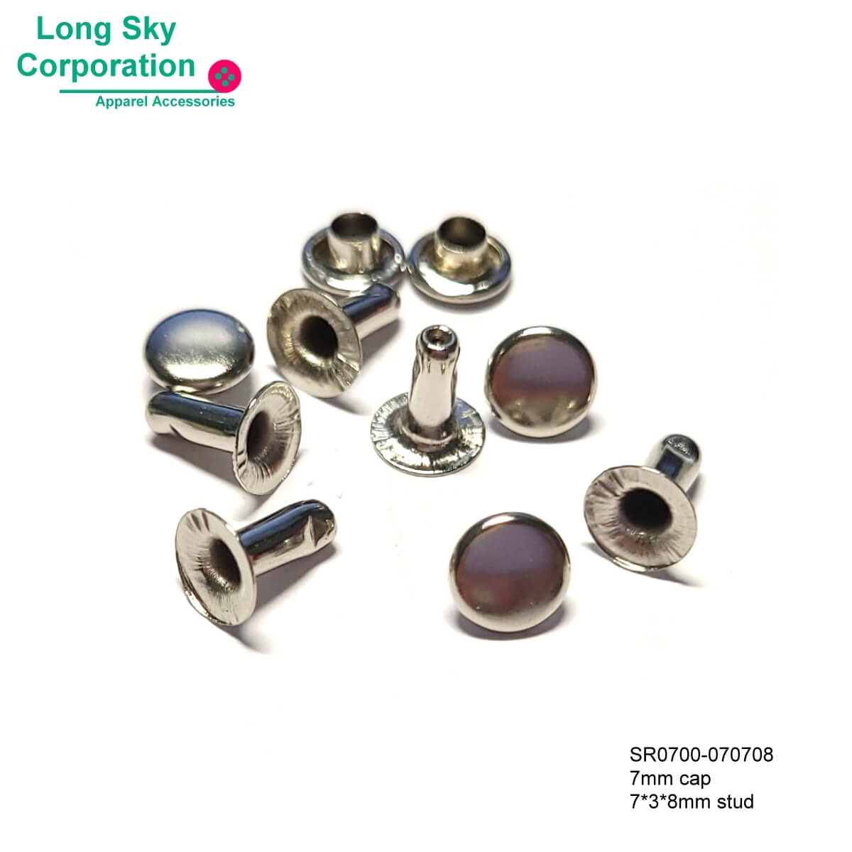 (SR0700) 7mm, 8mm, 9mm, 10mm iron stud rivet with cap Buy stud, rivet