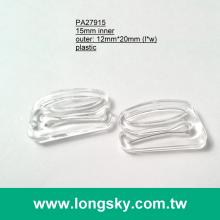 (#PA27915/15mm inner) plastic transparent 9-ring hook buckle for underwear strap