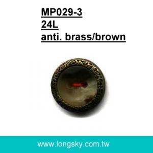 (#MP029-3/24L) 15mm plastic and brass rim assembled braces button