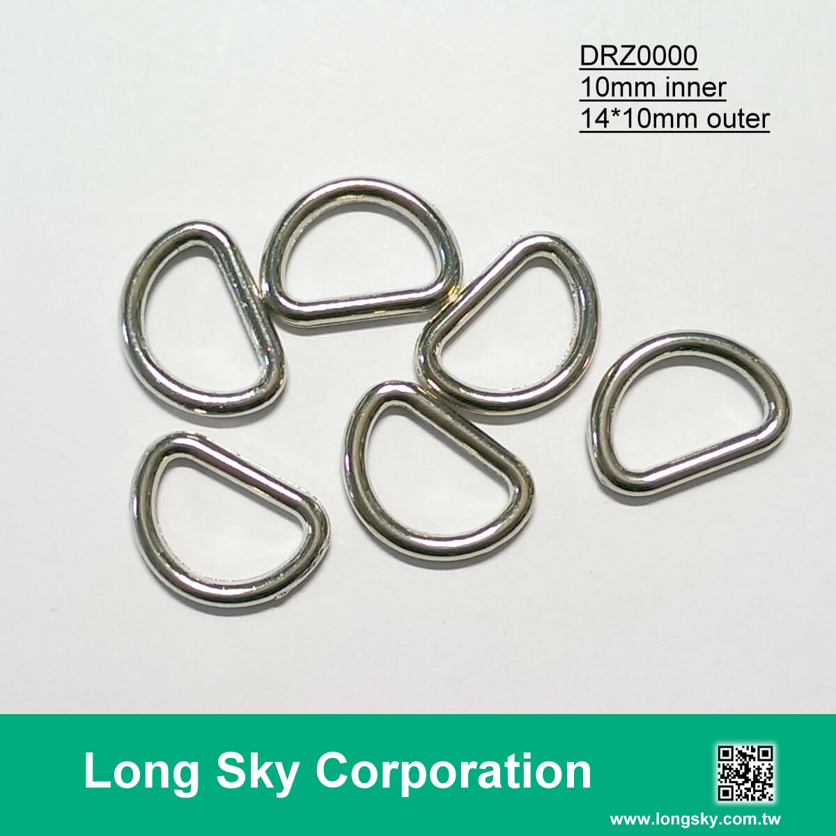 (#DRZ0000/10mm inner) silver D shape ring buckle for strap belt