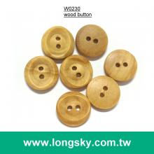 (#W0230) 2 hole designer natural wood garment shirt button