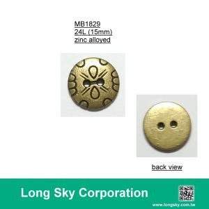 (MB1829/24L) 2-hole antique brass colour metal button with pattern for garment