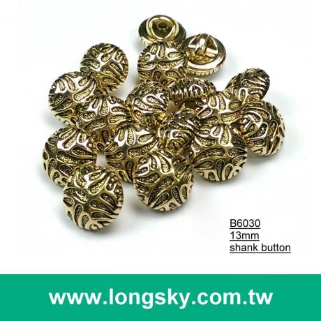 (#B6030/13mm) coat use animal stripe round plated abs plastic button with shank back