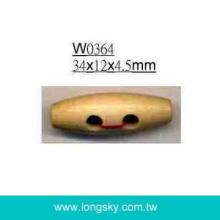 (#W0364) Barrel shaped natural wooden toggle button for winter coat