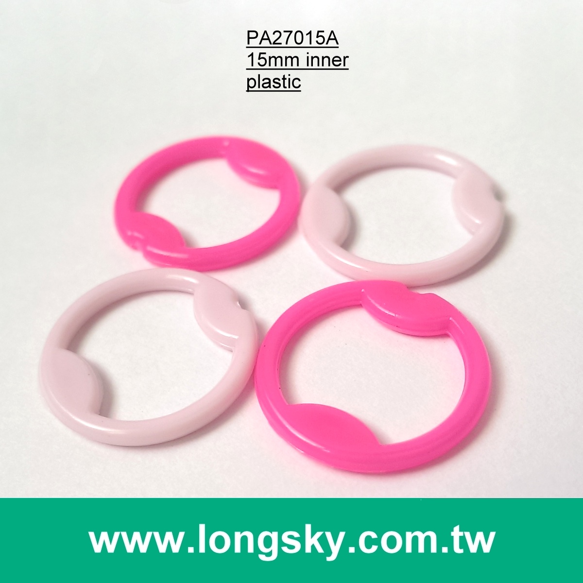 (#PA27815/14.8mm inner) plastic 8-ring with jaggy inner bustier strap slider hook