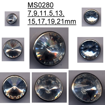 (#MS0280) Beauty brass lady apparel button with crystal rivoli stones