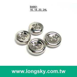 (#B4861) 4 hole small size silver plated shirt button