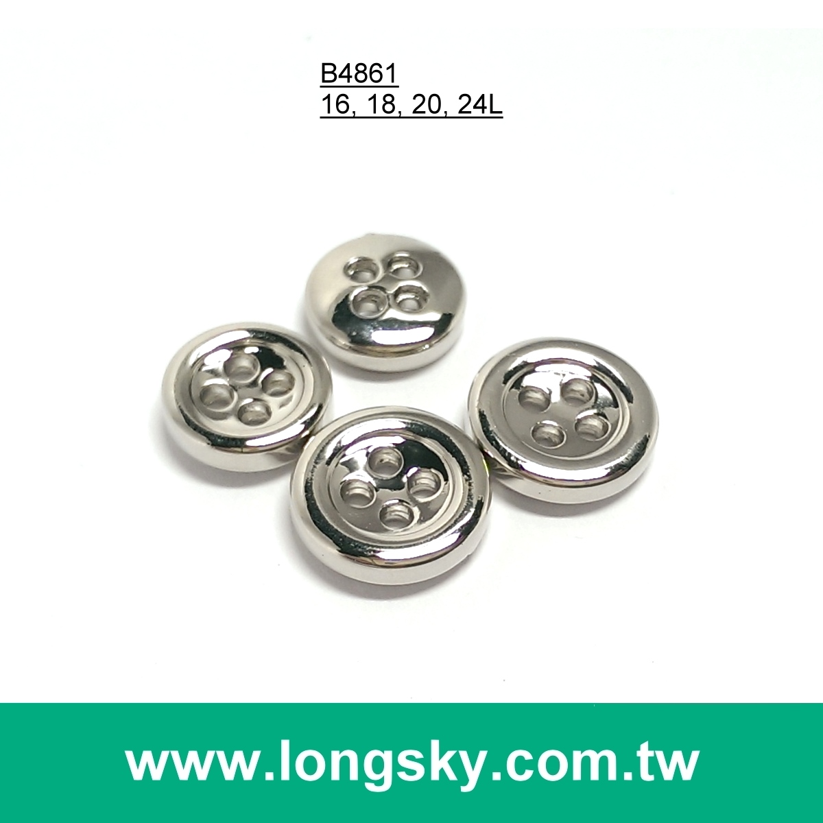 (#B4861) 16L 18L 20L 24L 4 hole small size silver plated shirt button