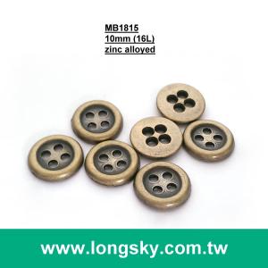 (MB1815/16L) 4-holes antique brass 1cm classial metal suit shirt button