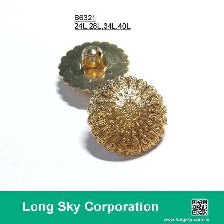 (B6321/24L, 28L, 34L, 40L) designer favorite gold chrysanthemum flower pattern suit button