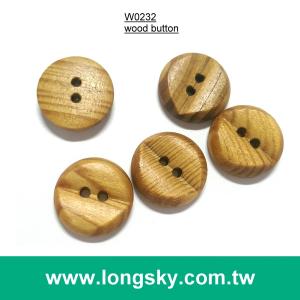 (#W0232) 2 hole fancy natural wooden shirt button