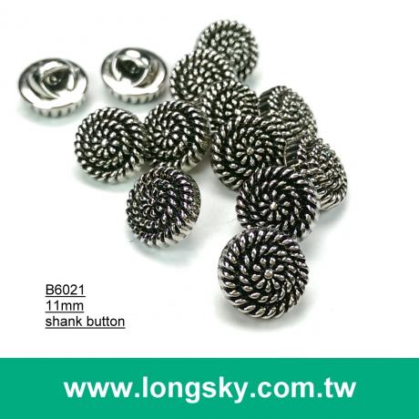 (#B6021/11mm) nickel with black metallic lady blouse buttons with shank from Taiwan