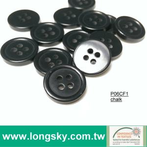 (#P06CF1) 24L 4 hole black chalk polyester resin uniform button