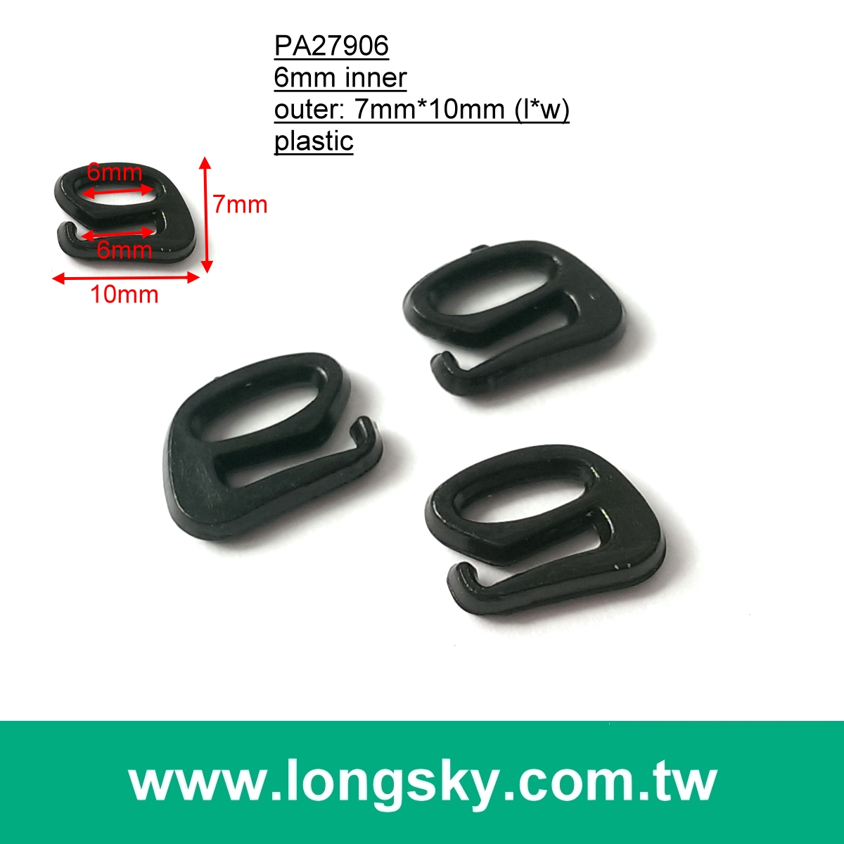 (#PA27806/6mm inner) small POM plastic 8 ring slide buckle for bikini swimwear strap