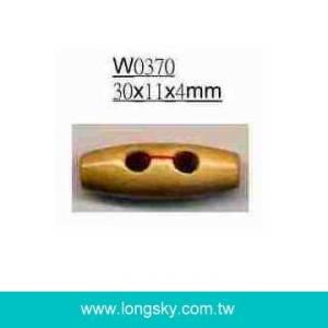 (#W0370) 30mm long 2 holes small wooden toggle button
