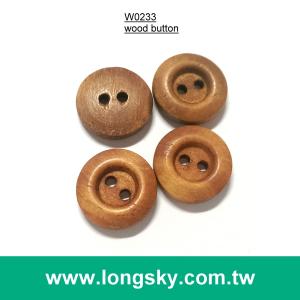 (#W0233) 2 hole fancy brown wooden clothing button