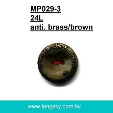 (#MP029-7/24L) grapefruit resin with brass metal rim button for braces