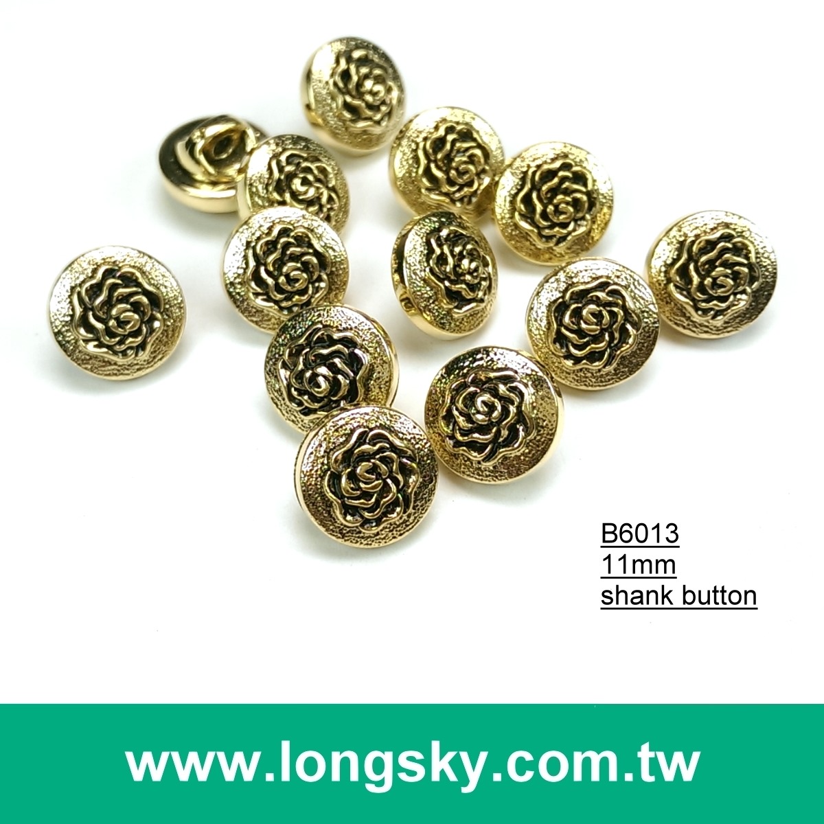 (#B6013/11mm) antique gold plated flower pattern small button with shank