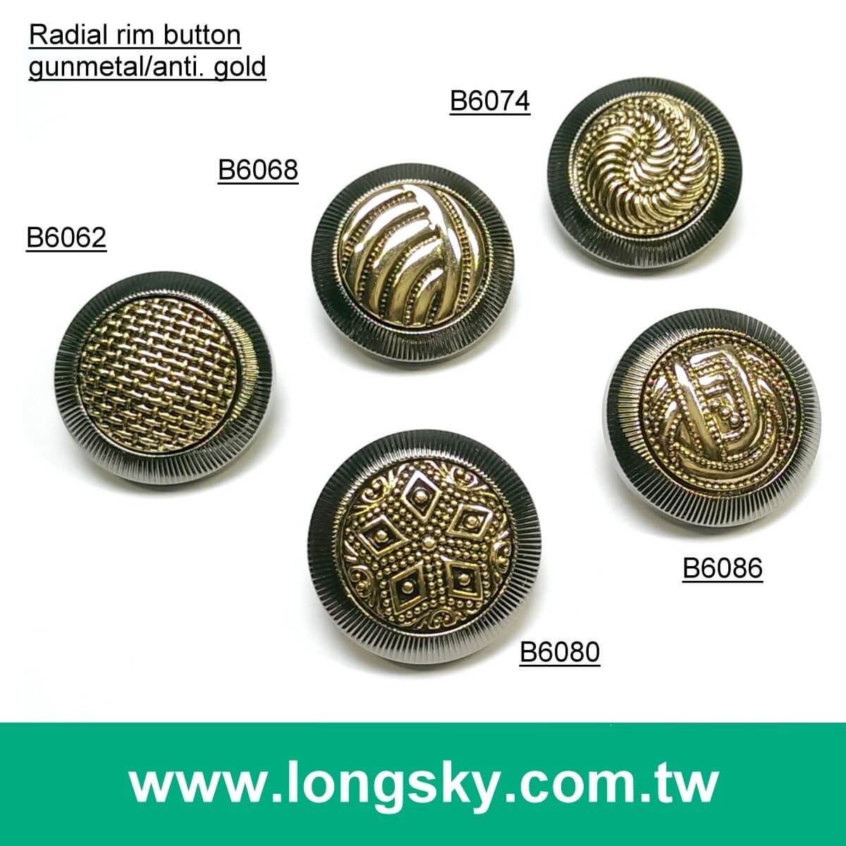 (#B6064/21mm) New 2 piece assembled metal looked button for fashion garment