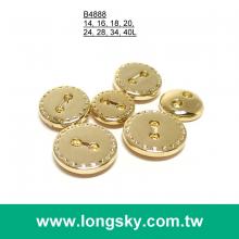 (#B4888) 14L 2-hole small size round designer shiny gold apparel button