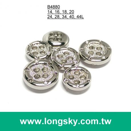 (#B4880) 4 hole fashion designer shiny silver lady suit button