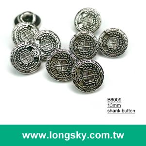 (#B6009/13mm) high quality antique silver plated fashion royal style shank button