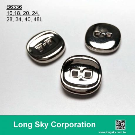 (B6336/16L,18L,20L,24L,28L,34L,40L,48L) two hole silver color square hole apparel button