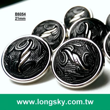 (#B6054/34L) 21mm 33L silver and black assembled button for lady garments