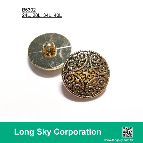 (B6302/24L,28L,32L,40L) antique gold plating abs garment button