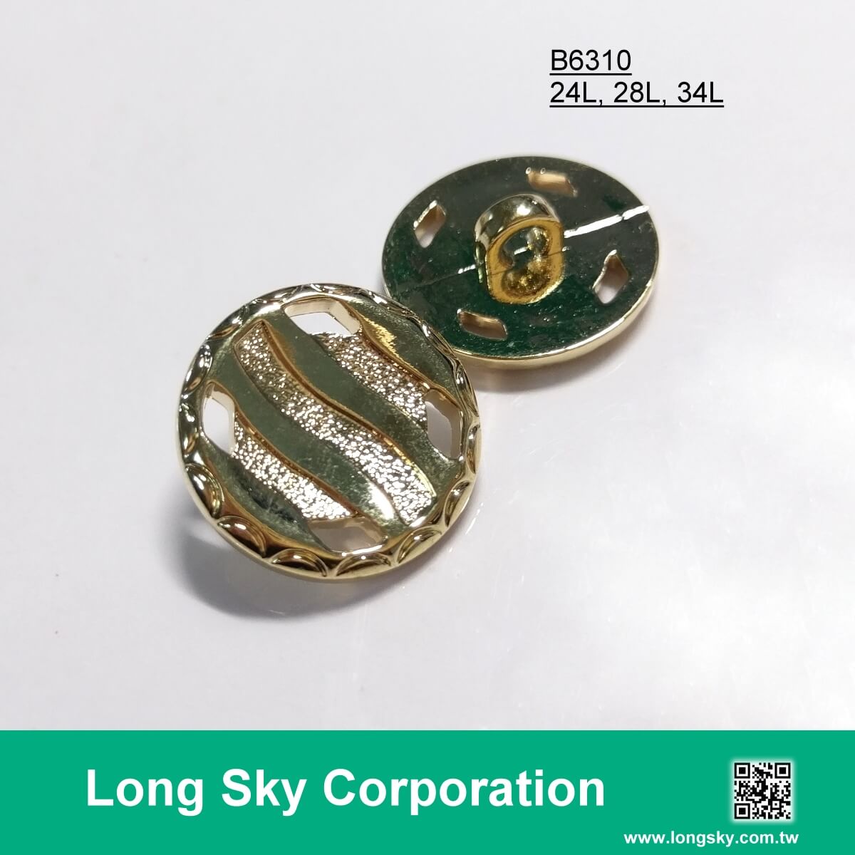 (#B6310/24L, 28L, 34L) gold shank ABS plastic button for jacket
