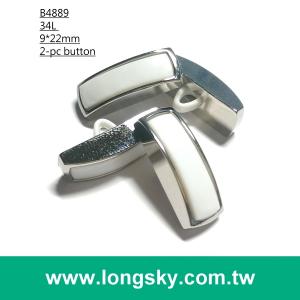 (#B4889/34L) fashion 2-piece combined rectangle silver-white plastic button for garment