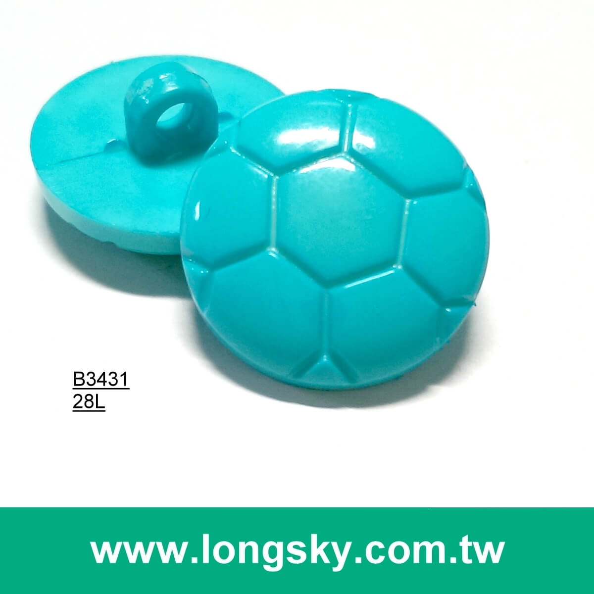 (#B3431) 28L sewing on soccer shape plastic nylon shank kids garment button