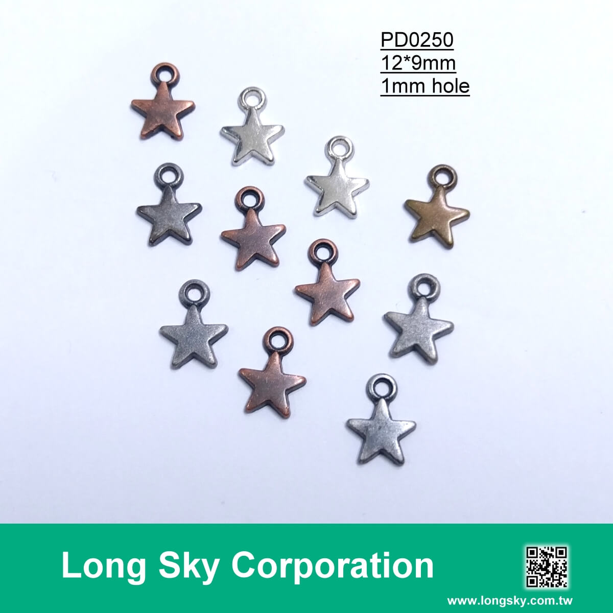 (#PD0250) 9mm small metal star pendants for trimming and clothing decoration